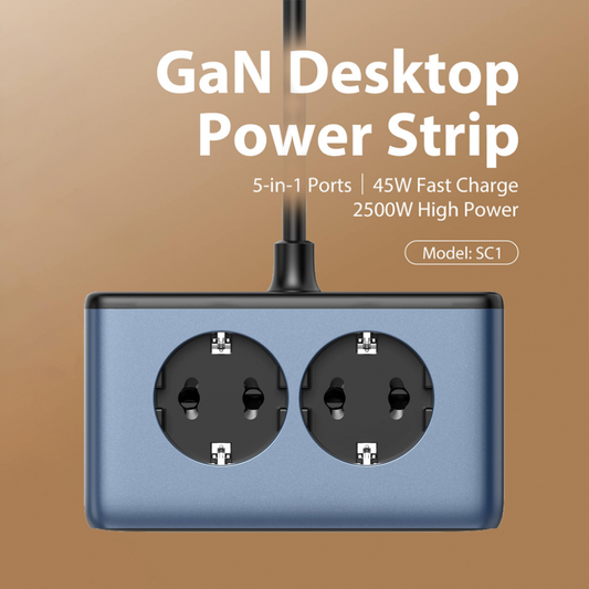 Produzni kabl LDNIO SE3, 2 uticnice, USB, 2xPD, 5u1, GAN, 45W total power