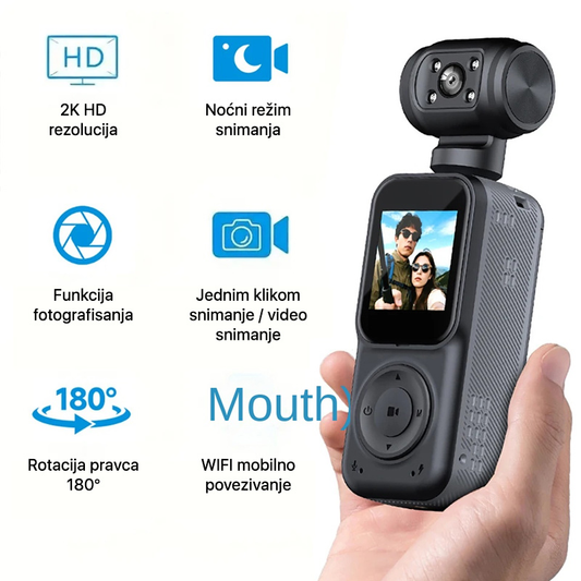 Smart akciona kamera Q5 2k sa memorijskom karticom 32Gb crna