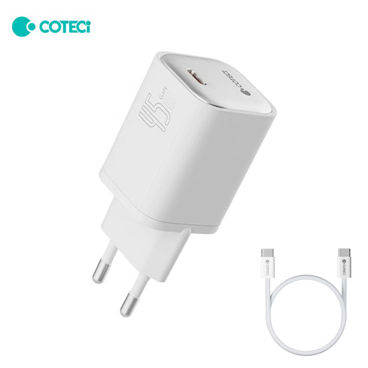 Kucni punjac Coteci iH-141 45W GaN sa PD na Type C kablom beli