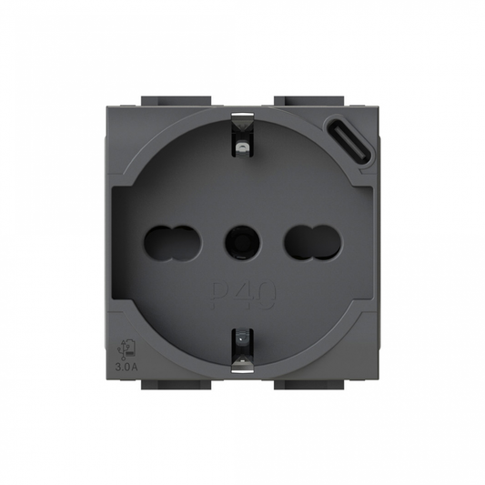 Uticnica USB P40 (1 suko+1 USB C) Vimar Arke crna 4B.V19.P40.USB