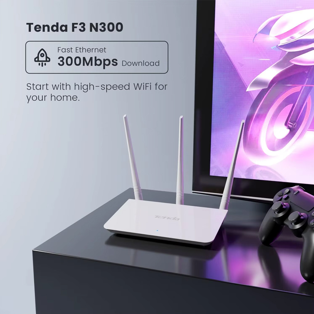 Wireless Router Tenda F3 300Mbps/ext3x5dBi/2.4GHz/1WAN/3LAN/AP