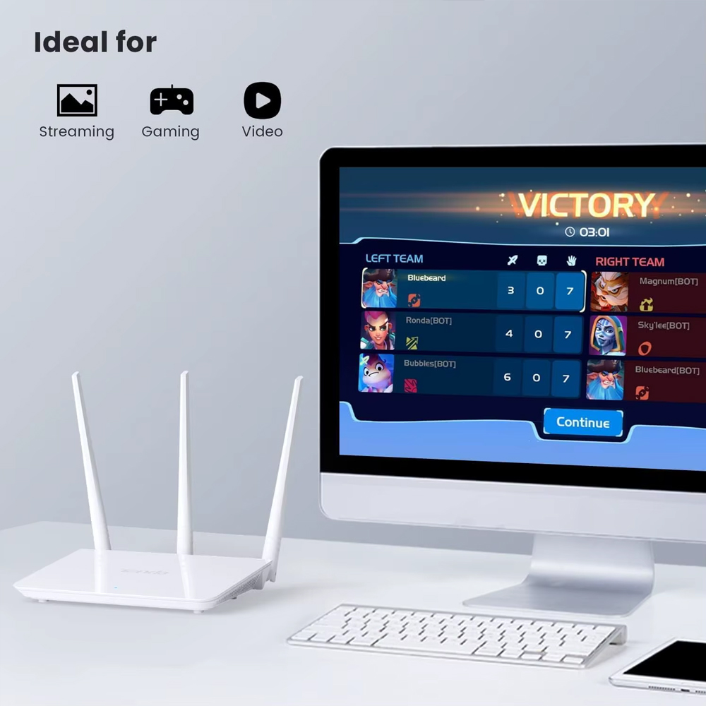 Wireless Router Tenda F3 300Mbps/ext3x5dBi/2.4GHz/1WAN/3LAN/AP