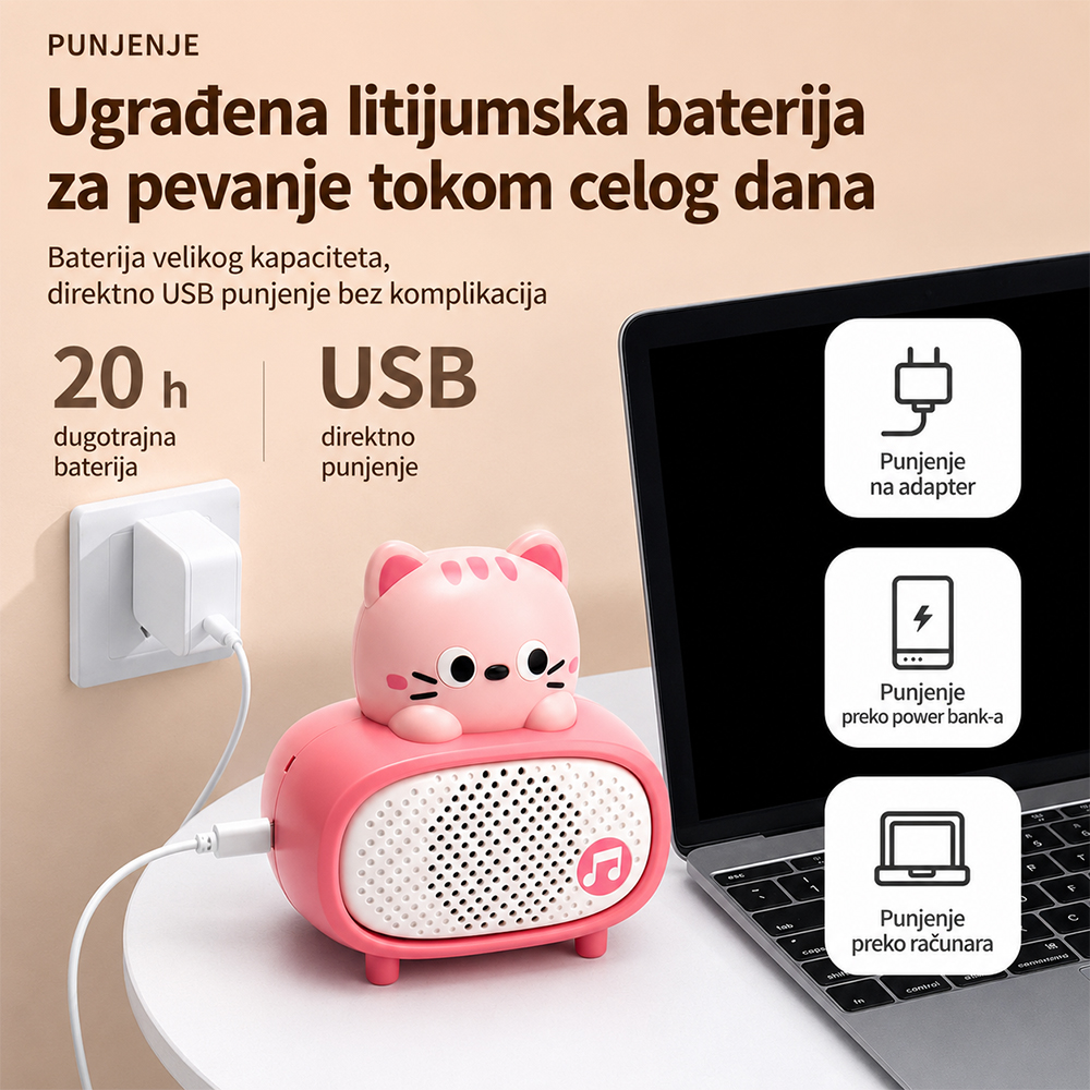 Bluetooth mikrofon Bear plavi