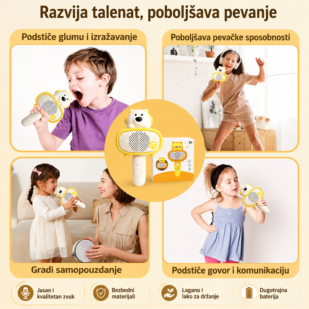 Bluetooth mikrofon Bear plavi
