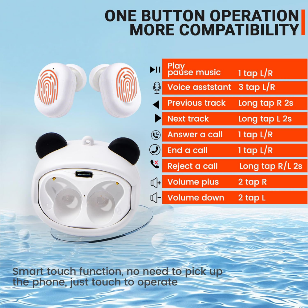 Bluetooth slusalice Panda bele