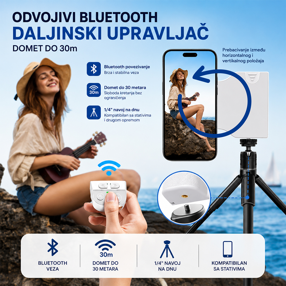 Foto nastavak za mobilni telefon PH-80 magnetic beli