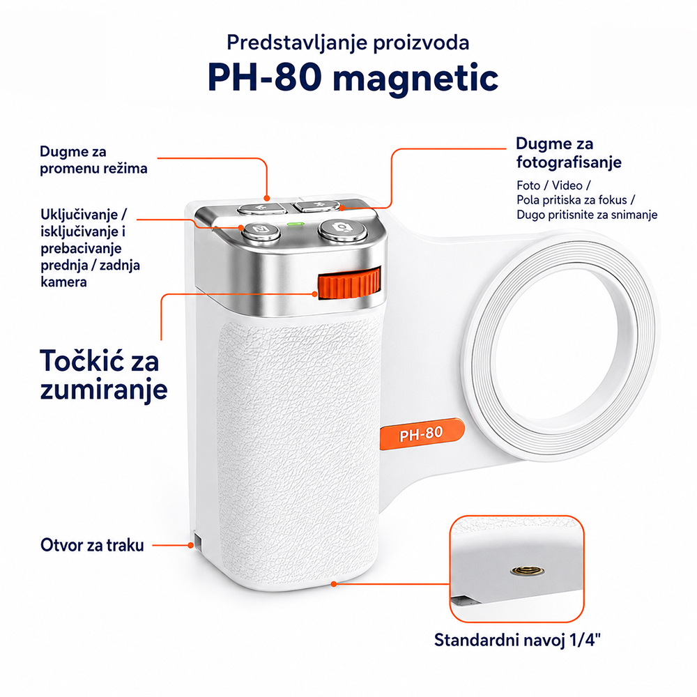 Foto nastavak za mobilni telefon PH-80 magnetic crni