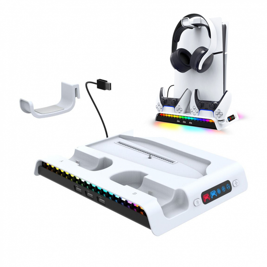 iPega PG-P5S006 vertikalni multifunkcionalni stalak za PS5 slim/PRO RGB beli