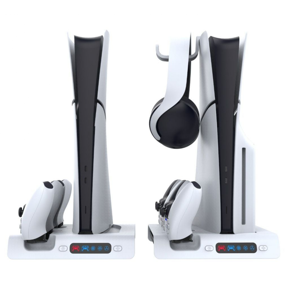 iPega PG-P5S006 vertikalni multifunkcionalni stalak za PS5 slim/PRO RGB beli