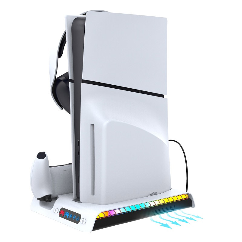 iPega PG-P5S006 vertikalni multifunkcionalni stalak za PS5 slim/PRO RGB beli