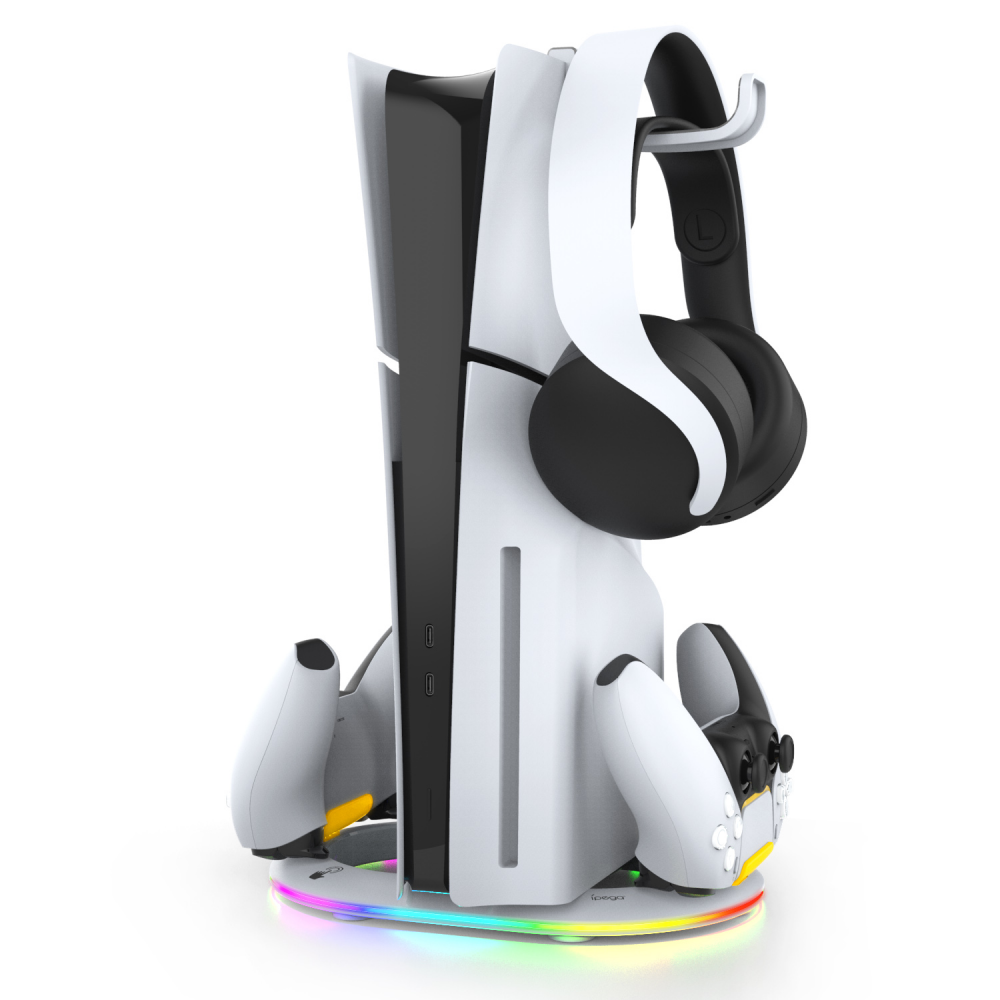 iPega PG-P5S045H vertikalni multifunkcionalni stalak za PS5 slim/PRO RGB beli