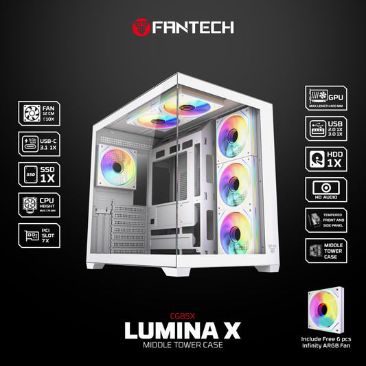 Kuciste Gaming Fantech CG85X Lumina belo