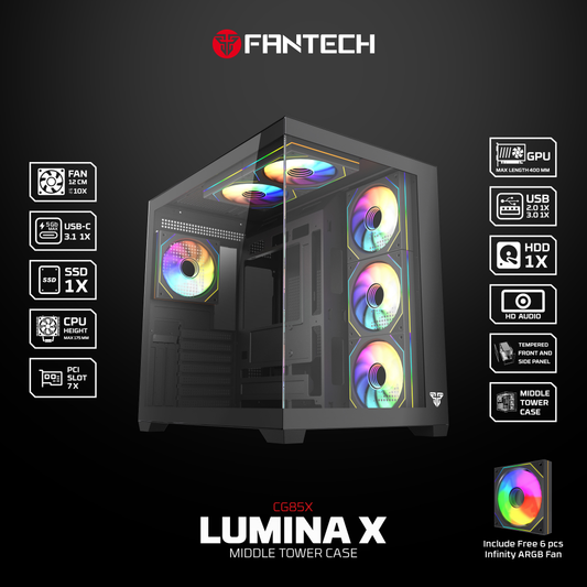 Kuciste Gaming Fantech CG85X Lumina crno
