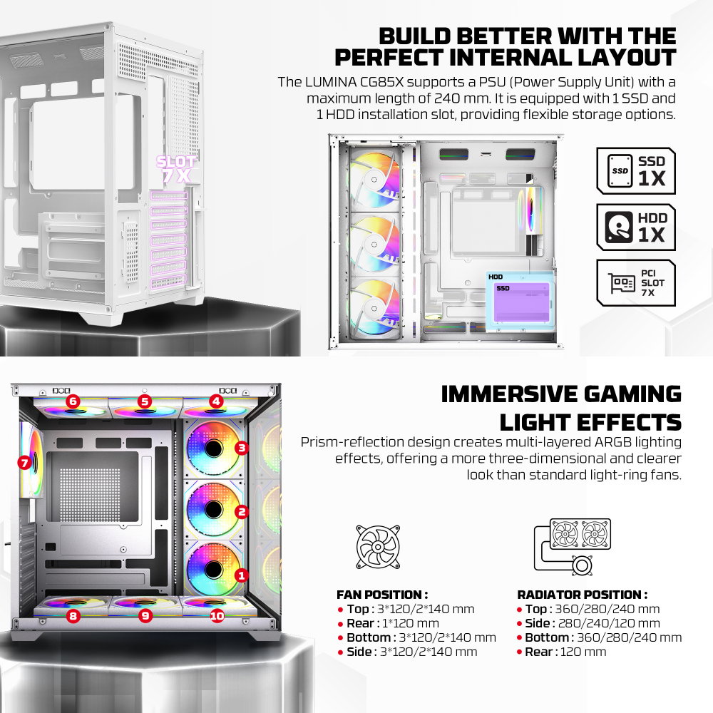 Kuciste Gaming Fantech CG85X Lumina crno