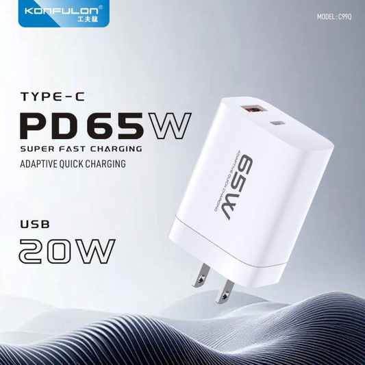 Kucni punjac KONFULON C99Q PD 65W, QC 30W beli