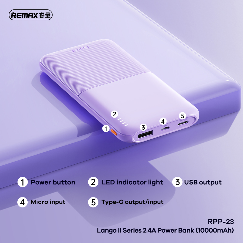 Power bank prenosiva baterija REMAX Lango II Series RPP-23 2.4A 10000mAh plavi