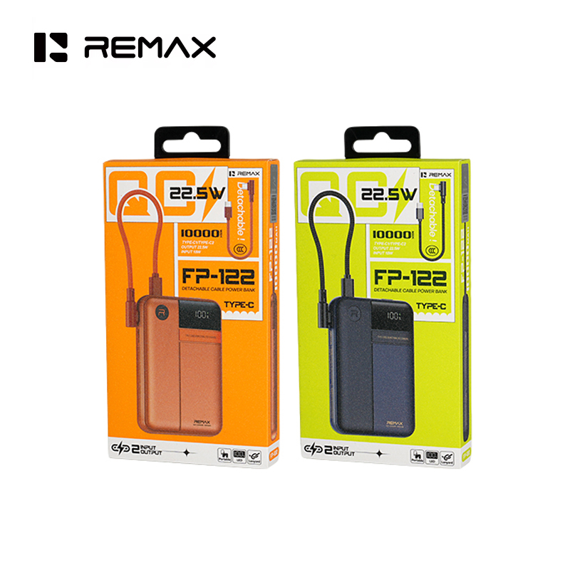 Power bank prenosiva baterija REMAX Range Series FP-122 22.5W sa integrisanim Type C kablom 10000mAh narandzasta