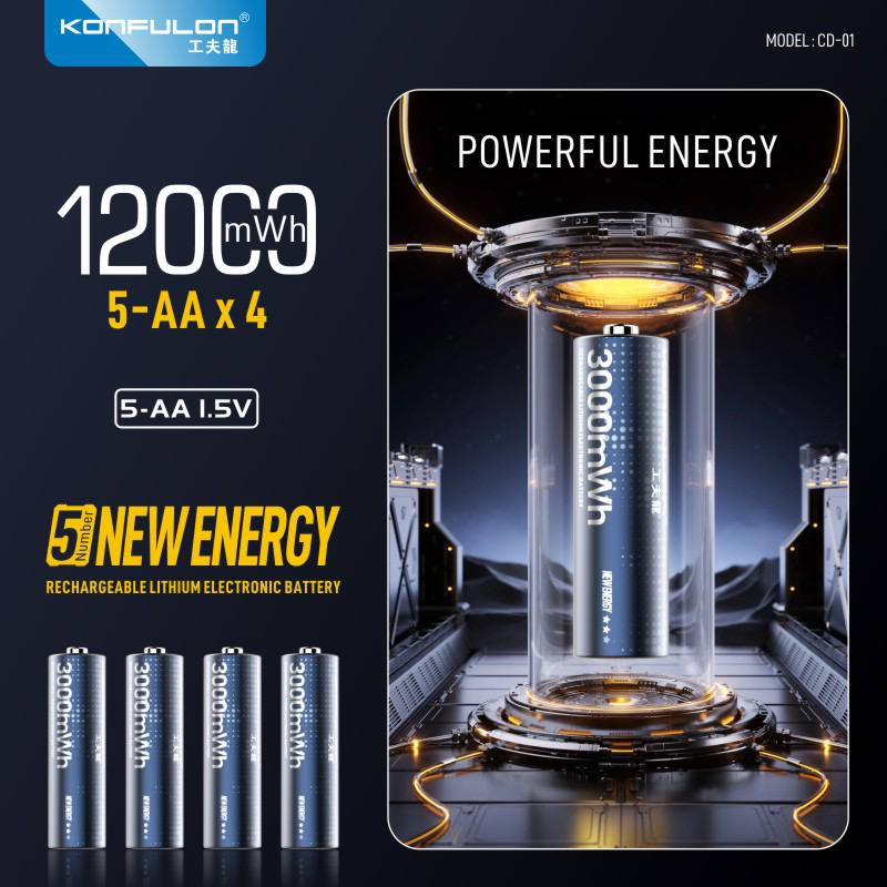 Punjac za Li-Ion baterije KONFULON CD-01 4xAA crni