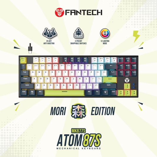 Tastatura Mehanicka Gaming Fantech MK877S RGB Atom 87S Mori bela (taro switch)