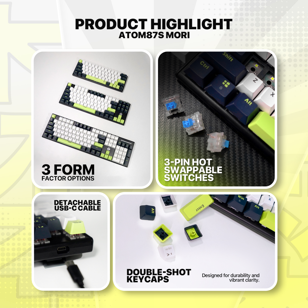 Tastatura Mehanicka Gaming Fantech MK877S RGB Atom 87S Mori bela (taro switch)
