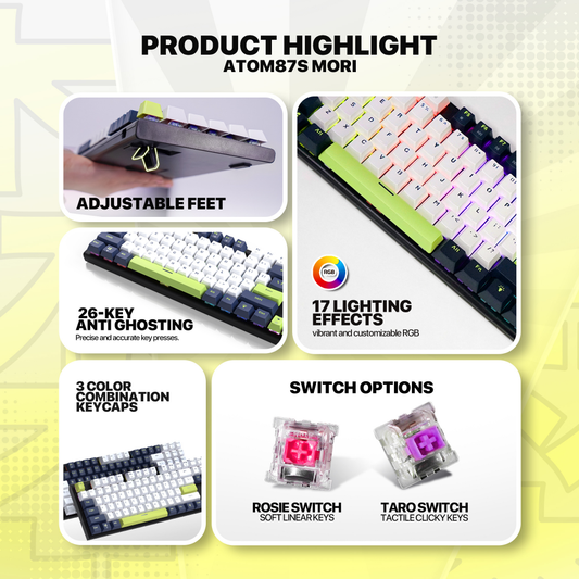 Tastatura Mehanicka Gaming Fantech MK878S RGB Atom 104S Mori bela (Rosie switch)