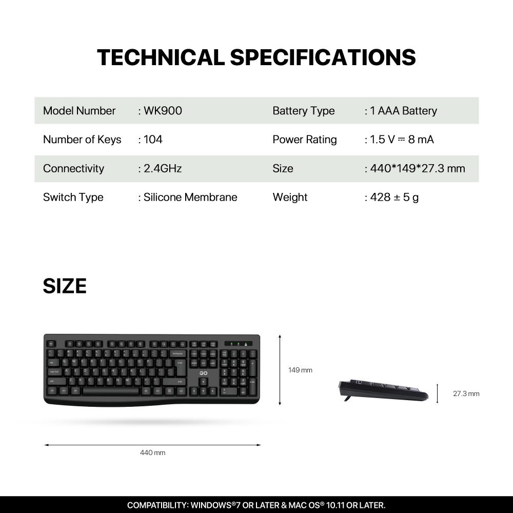 Combo mis tastatura wireless Fantech WK-900 GO crni