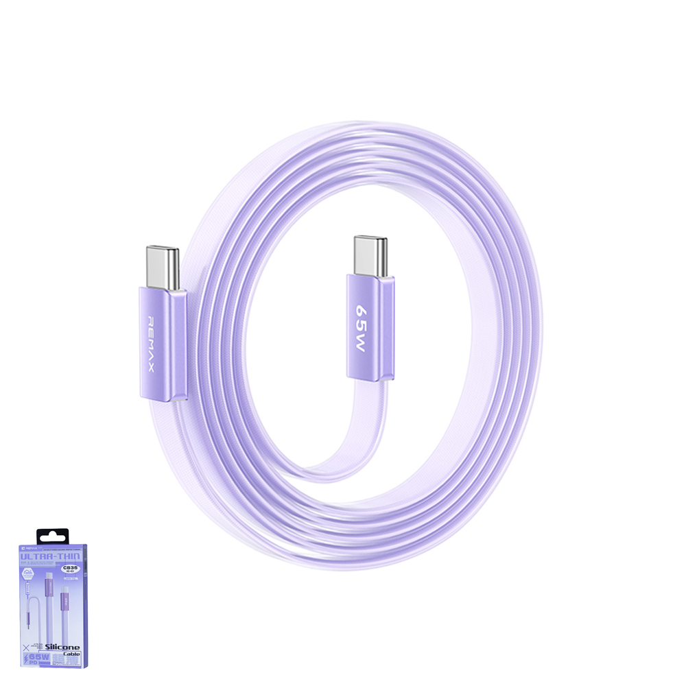 Data kabl REMAX Ultimate Series CB35 65W Ultra-Thin Fast Charging Type C na Type C 1.2m ljubicasti
