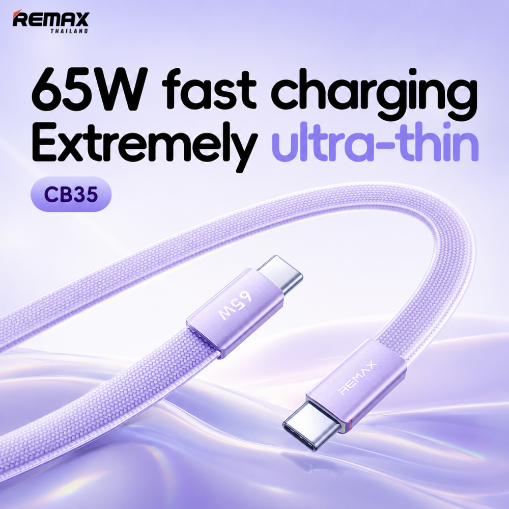 Data kabl REMAX Ultimate Series CB35 65W Ultra-Thin Fast Charging Type C na Type C 1.2m ljubicasti
