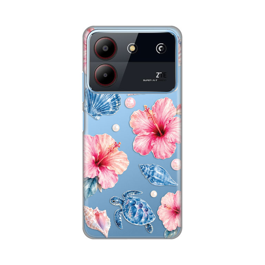 Torbica Silikonska Print Skin za ZTE Blade A54 Hibiscus Sea