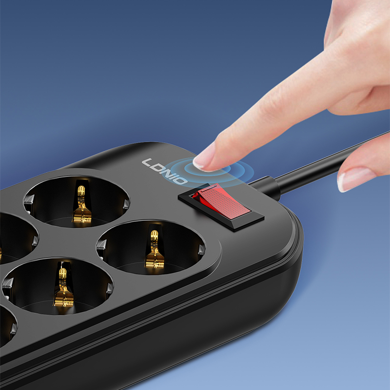 Produzni kabl LDNIO SE6403C 6 uticnica 2X USB,2X PD 2m crni