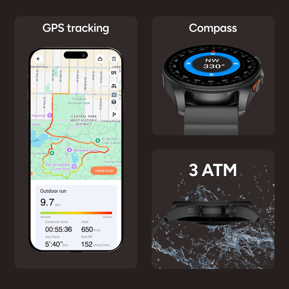 Smart watch KSIX BXSW33N Horizon, 1.43" Amoled, GPS,crni