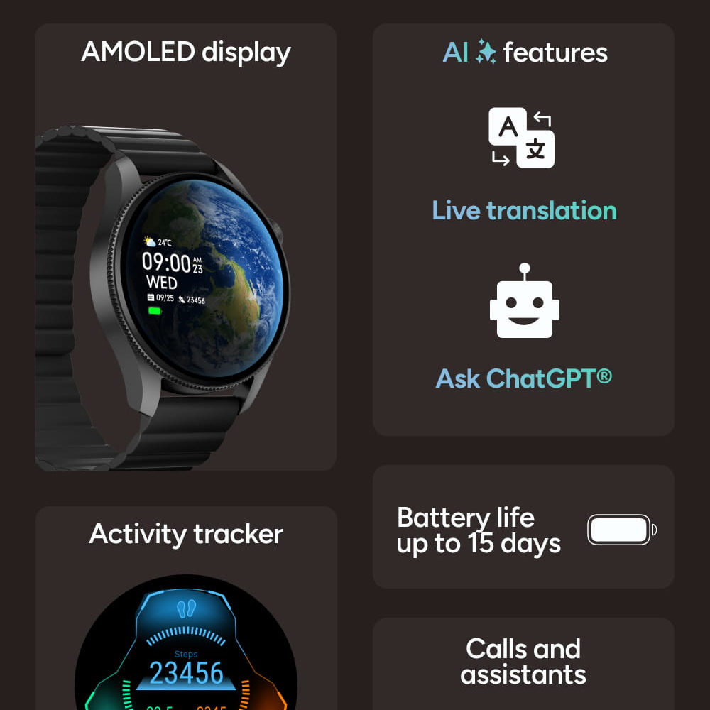 Smart watch KSIX BXSW33N Horizon, 1.43" Amoled, GPS,crni