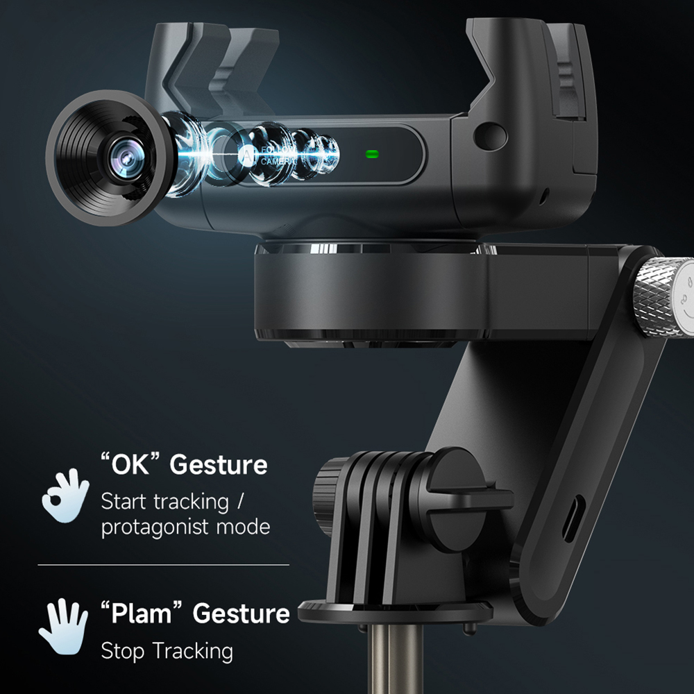 Tripod stabilizator Q19 smart AI sa selfie stickom i LED svetlom crni