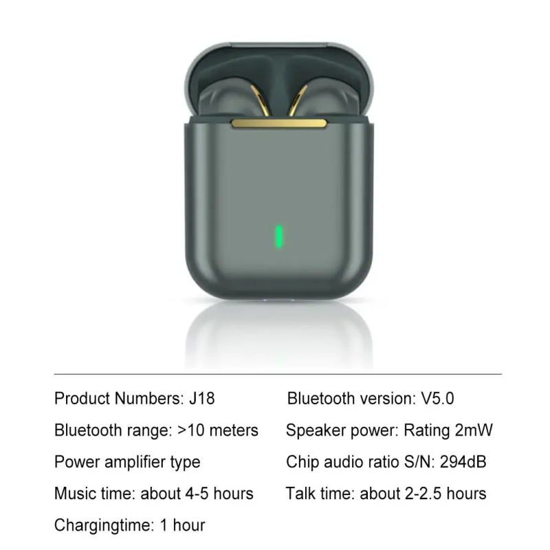 Bluetooth slusalice Airpods Earbuds J18 metalik zelene