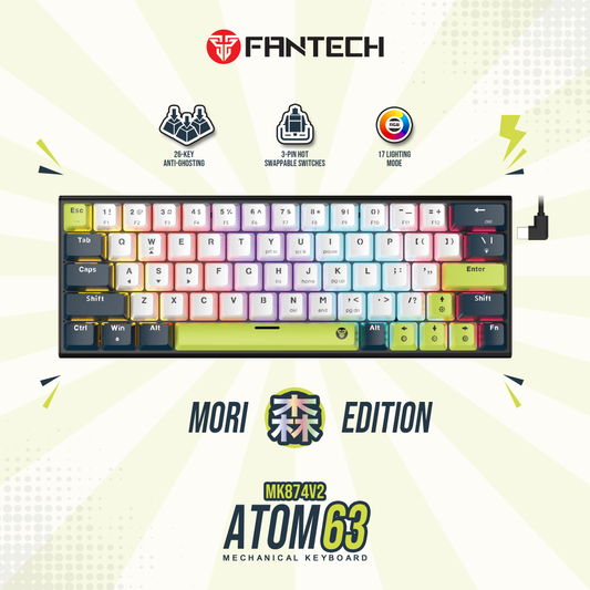 Tastatura Mehanicka Gaming Fantech MK874V2 RGB Atom 63 Mori White (rosie switch)