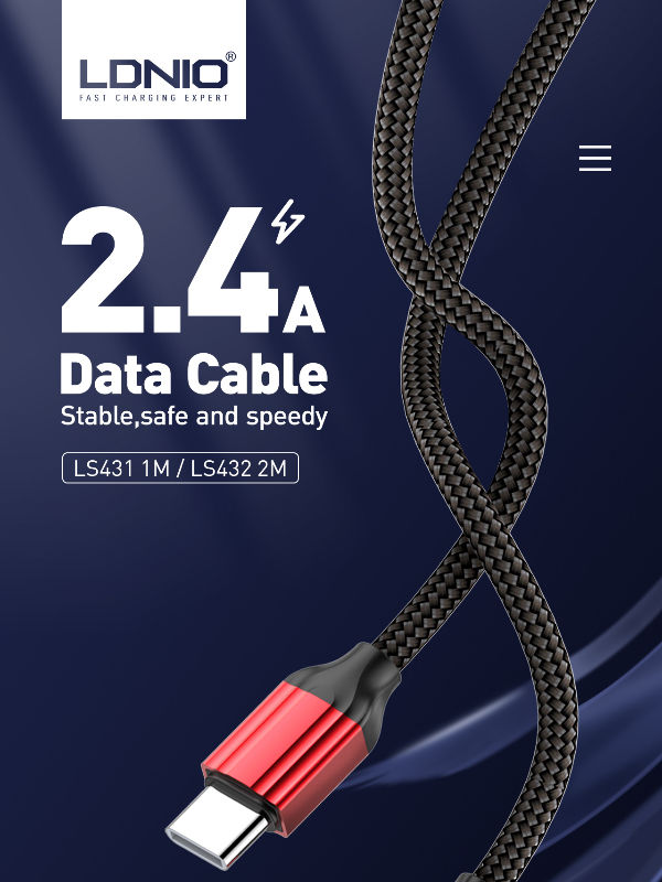 Data kabl LDNIO LS432 iPhone lightning sivi 2m