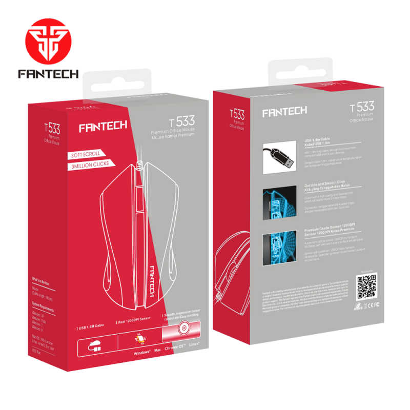 Mis kancelarijski Fantech T533 crni